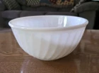 Vintage Fire King Oven Ware Milk Glass White Swirl Mixing Bowl 9"