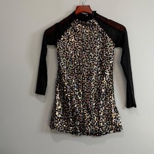 Weissman Kids LC Black Iridescent Sequin Mesh Long Sleeve Dance Dress tap