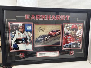 Dale Earnhardt Sr & Jr Framed NASCAR Collector Display #3 #8 Signature Print