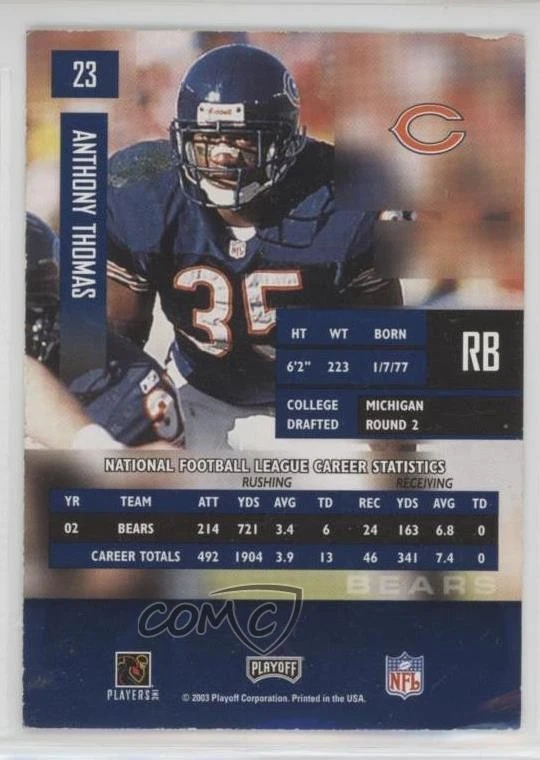 2003 Playoff Prestige Sample Silver Anthony Thomas #23 - Image 2 of 2