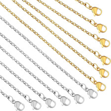 24 Pack Stainless Steel Necklace Chains 18 Inch Jewelry Making Supplies Gold