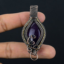 Amethyst Handmade Gemstones Copper Wire Wrapped Beautiful Pendant Jewelry