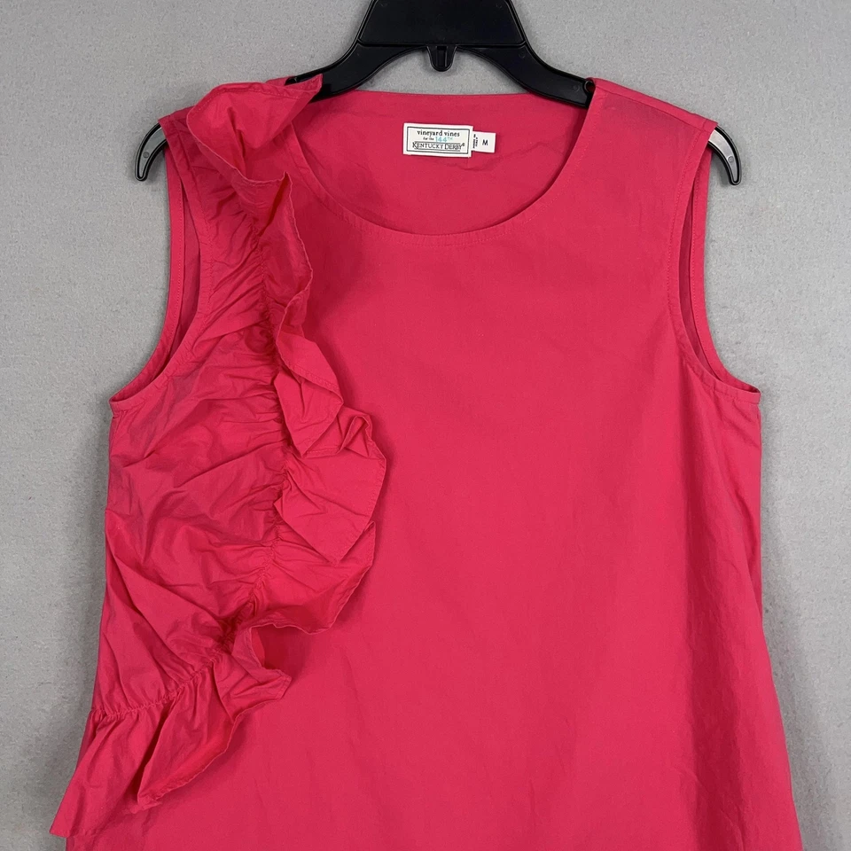 Vestido Vineyard Vines Mujer Medio Rosa Volantes Cambio Kentucky Derby Femenino Preppy Foto 2 de 4