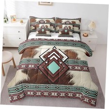 Geometric Aztec Bed in a Bag Size Comforter Set 7 Pieces Farm King Burnt Sienna