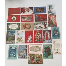 Vintage Christmas Cards Assorted Holiday Scenes Religious Messages 23 Cards