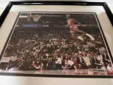 Framed Michael Jordan Signed 8x10 Free Throw Dunk Photo UDA COA Auto