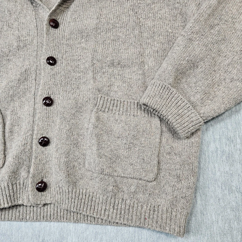 Suéter Orvis Para Hombres XL Beige Mezcla de Lana Chal Cuello Cárdigan Botón Delantero Foto 3 de 4