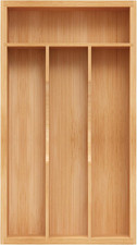 Small Silverware Organizer, Bamboo Kitchen Drawer Organizer, Utensil Holder, Cut