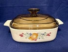 Vintage Corning Ware Abundance A-1-B Casserole Dish 1 Qt - w/ Brown Pyrex Lid