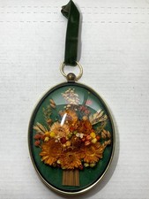  Vintage Cideart Dried Flowers Belgium Convex Glass