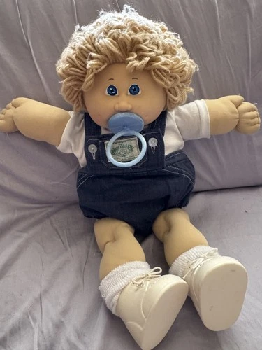 Vintage 1985 Cabbage Patch Kids Boy - Wheat Loop Hair - Denim Overalls - #4 Mold