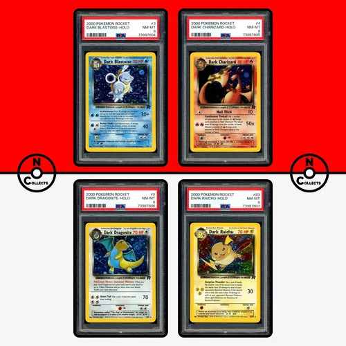 Pokemon PSA 8 SET Dark Blastoise Charizard Dragonite Raichu Team Rocket 3 4 5 83
