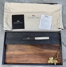 Michael Aram Ivy & Oak Bar Board w/ Bar Knife In The Box With Bag And Care Card