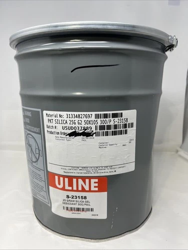 Uline S-23158 Silica Gel Desiccants (25 Gram Packets, 5 Gallon Pail) 300 Packs
