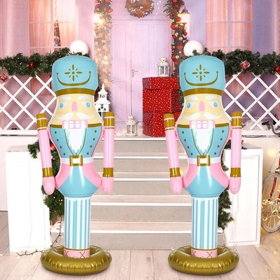 2pcs 5 ft Inflatable PVC Pastel Pink Nutcracker Figures Christmas Decor for X...