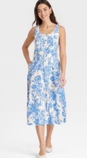 Women's Mini Shirtdress A New Day Blue Floral Size 2 Spring Summer
