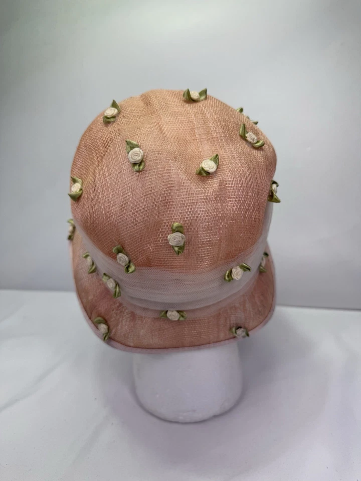 Шляпа Soprattutto Cappelli Republic Italiana пасхальная розетки розовая цветочный винтажный - Изображение 3 из 4