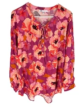DANIEL RAINN DR2 Stitch Fix Top L Pink Floral Blouse Boho Fairy Ditzy Beach