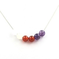 Halskette Perlen Amethyst + Achat Phylum + Stein Mond 8 Mm. Halskette Kette
