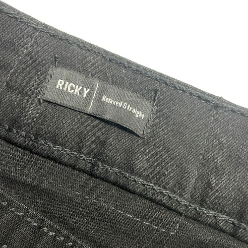 Pantalones de mezclilla True Religion Ricky con solapa relajados bolsillos rectos para hombre 40x35 negros - Imagen 9 de 11