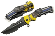 Folding Knife | USA Don't Tread on Me Police Patriot Tanto Serrated Blade EDC