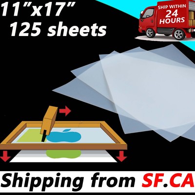 11''x 17'' 125 Sheets Silk Screen Printing Waterproof Inkjet Transparency Film