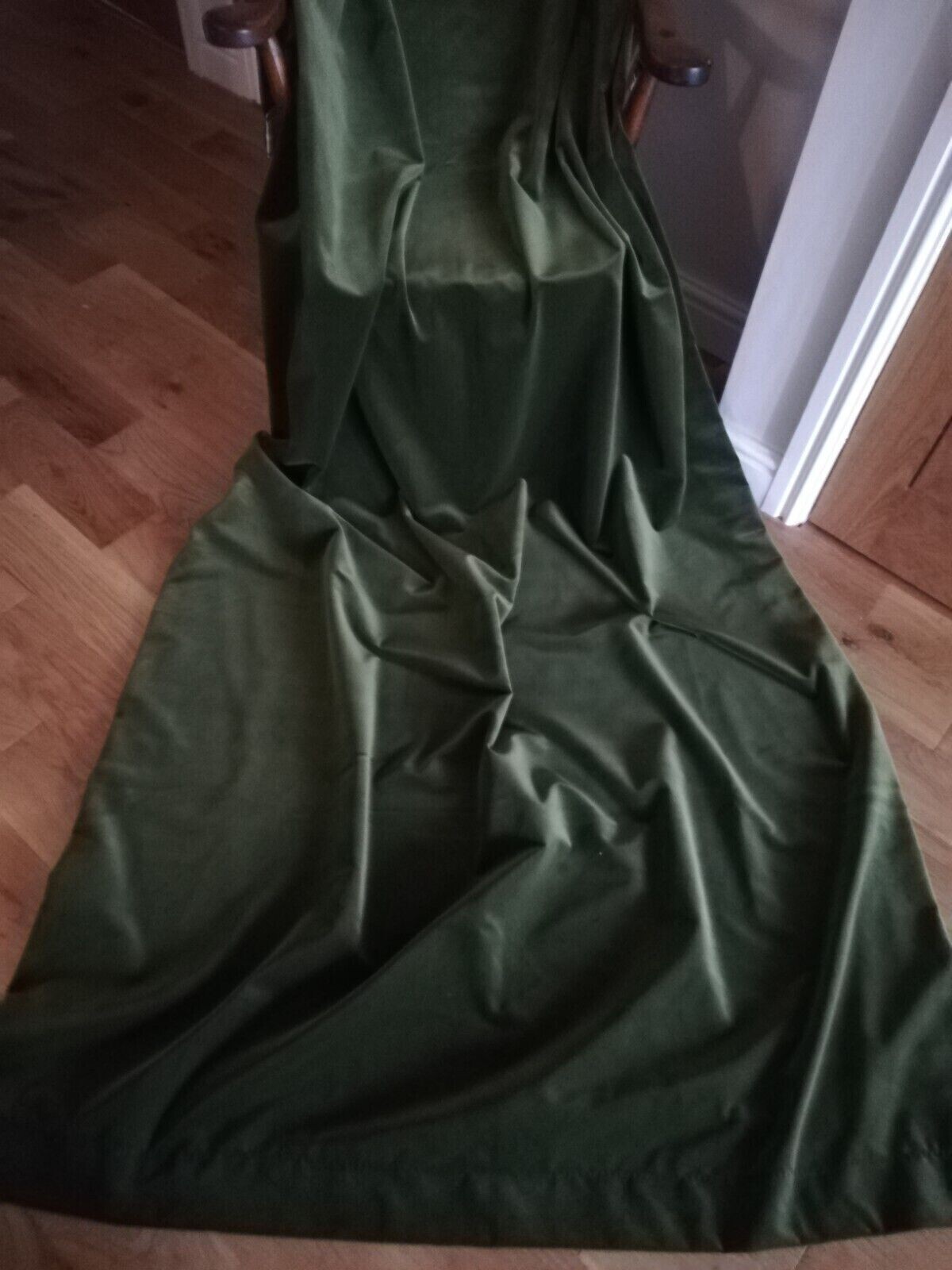 VINTAGE GREEN Cotton Velvet 50 cm Remnant UPHOLSTERY fabric piece