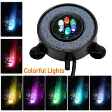 LED Aquarium Light Fish Tank Bubble Pump Round Air Stone Disk Color Changing UK