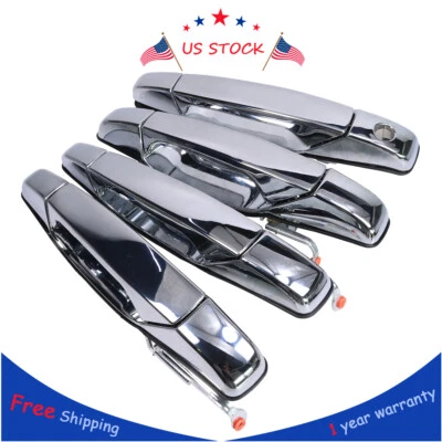 4x Chrome Door Handles Left&Right For GMC Chevy Tahoe Yukon Sierra Denali 07-13 - Bild 1 von 4