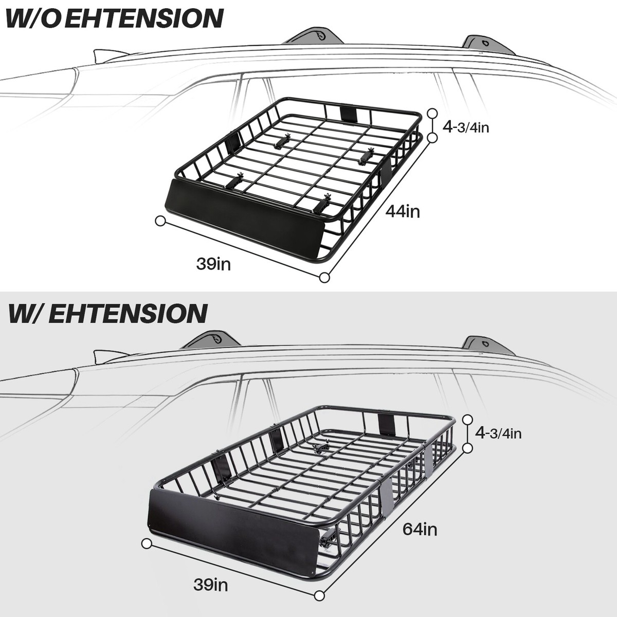 64'' Universal Roof Rack Rooftop Cargo Carrier Luggage