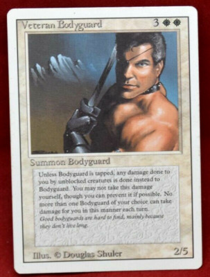 Mono White Creature Veteran Bodyguard Revised Block Magic: The Gathering 7626