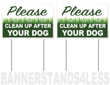 8x12 Inch PLEASE CLEAN UP AFTER YOUR DOG Yard Sign with Stake - 2 PACK