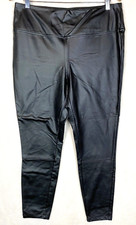 A New Day Faux Leather Crop Skinny Pants Women's Large Black Pull on Club Party