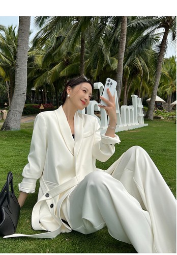 Women Formal Suit Set New Casual Autumn Suit Jacket Wide Leg Pants Two-piece Set - 第 10/27 張圖片