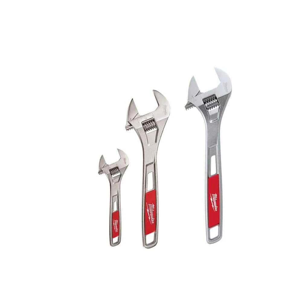 Milwaukee 6 In 10 In 12 In Adjustable Wrench Set Open End Hand Tool 3 Piece