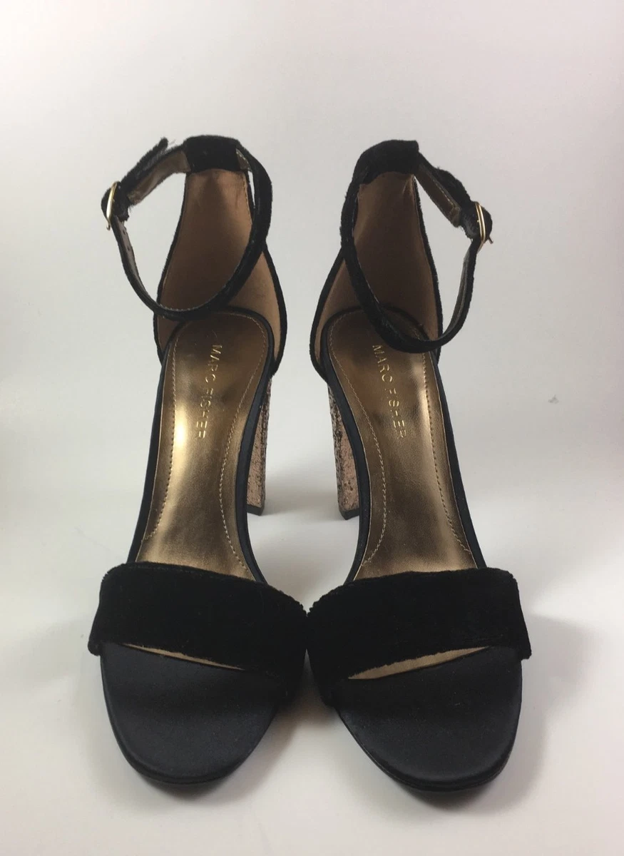 Black glitter block heels new arrivals