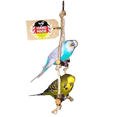 VOGELGALERIA Vogelspielzeug Naturholz Schaukel doppelt für Vögel Sitzstangen Käfigzubehör