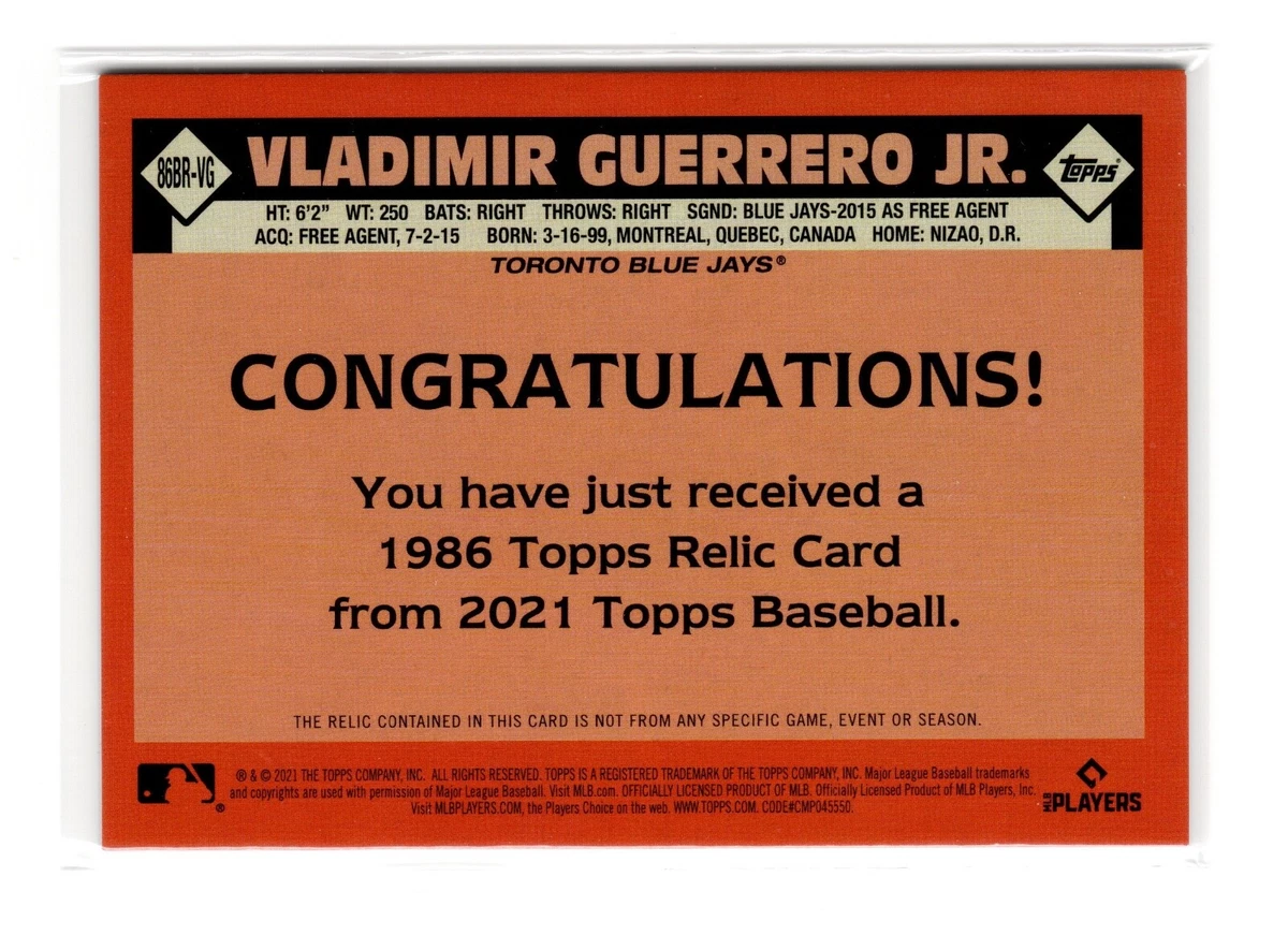 2022 Topps Update Vladimir Guerrero Jr All Star Game jersey patch card Blue Jays