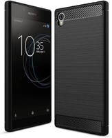 For Sony Xperia L1  Black Shockproof Carbon Fiber Gel Phone Case Cover