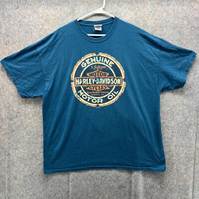 Vintage Harley Davidson Shirt Men 2XL Blue Y2K Motorcycle Ronnie's Pittsfield MA