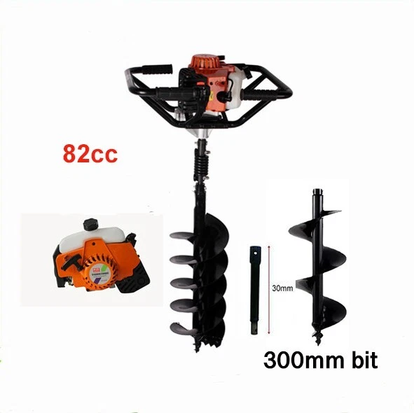 82cc 300mm drill bit 30 extension petrol ground drilling earth auger ice digger