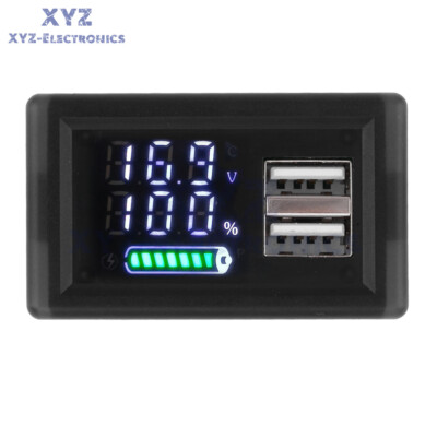 DC9-24V Battery Capacity Indicator USB Type-C LED Dual Digital Car Voltmeter