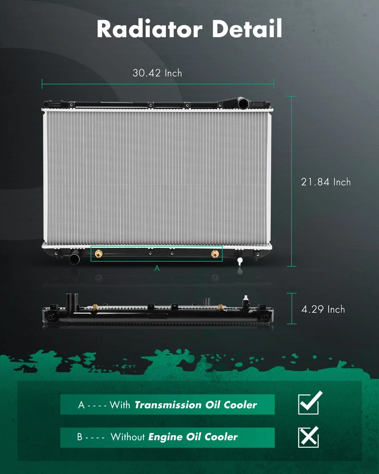 Radiador 1746 para 1994-1996 Toyota Camry Lexus ES300 1995-1998 1999 Avalon 3.0L - Imagem 2 de 4