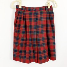 Pendleton Wool Plaid Shorts Womens Size 6 Red Green Dry Clean Made in USA