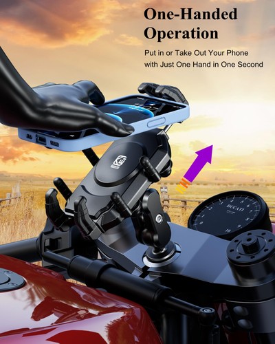 Motorcycle Fork Stem Phone Mount Holder with Vibration Dampener & High-Speed ... - Picture 4 of 9