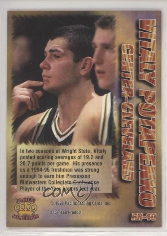 1996-97 Pacific Power Regents of Roundball Vitaly Potapenko #RR-40 Rookie RC - Image 2 of 2