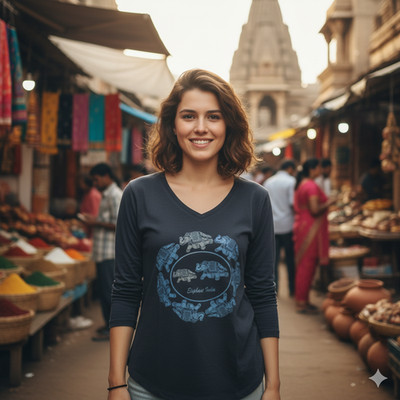 Womens Casual Unisex Yoga Black Elephant Print T-Shirt Cotton Tees Top L-24''
