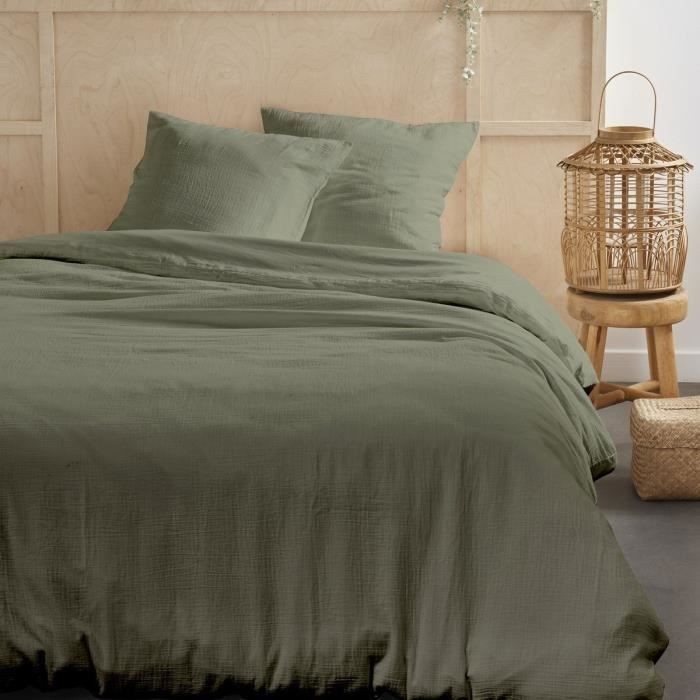 Housse de couette 260x240 cm gaze de coton : Parure de lit TODAY 2 personnes unie