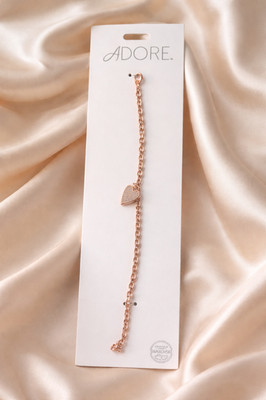 Adore Rose Gold Heart Bracelet with Swarovski Crystals   Delicate Chain Charm 