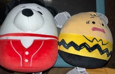Squishmallows Peanuts Charlie Brown And Snoopy Baseball Jersey 8” Plush Set